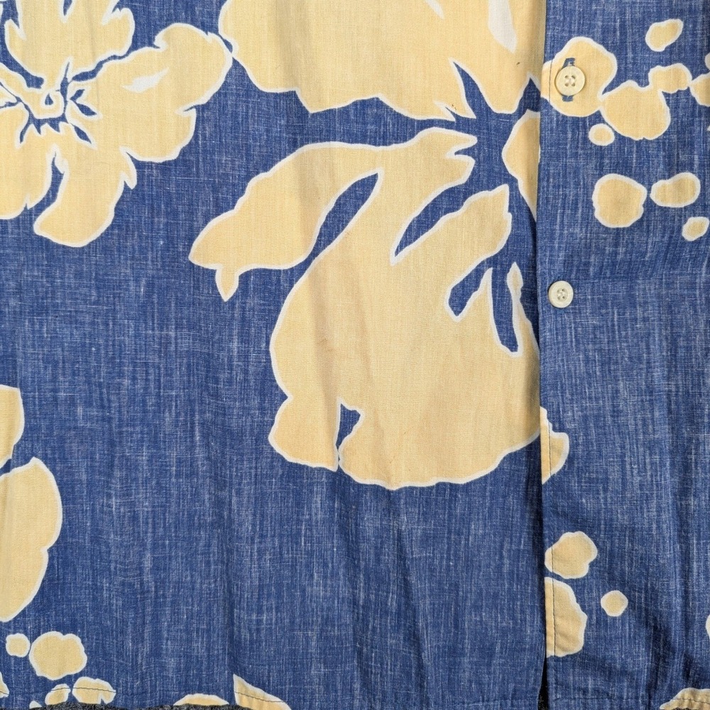 Reyn Spooner Hawaiian Shirt XL Blue Cream Hibiscus Floral Cotton Button Down - Picture 6 of 12